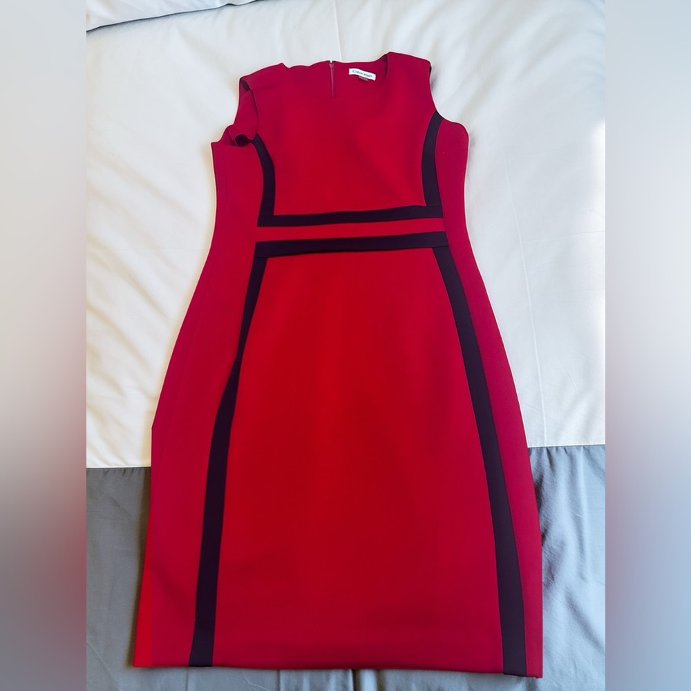 Calvin Klein Red and Black Dress